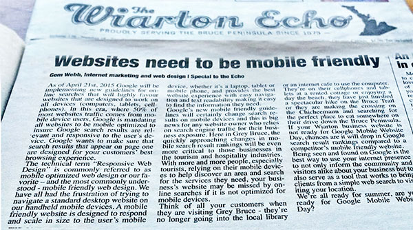 Wiarton Echo Published Article