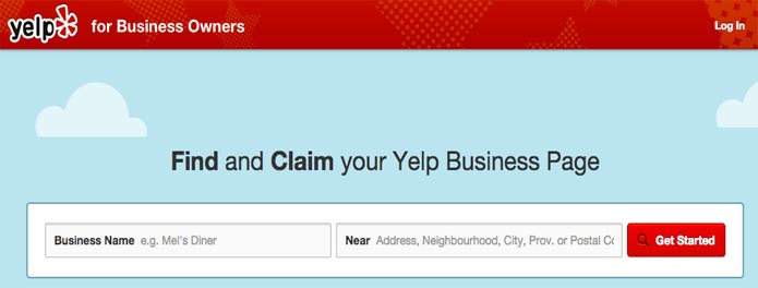 Yelp register my business page