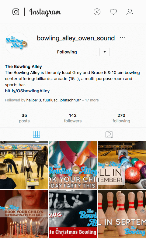 bowling alley instgram