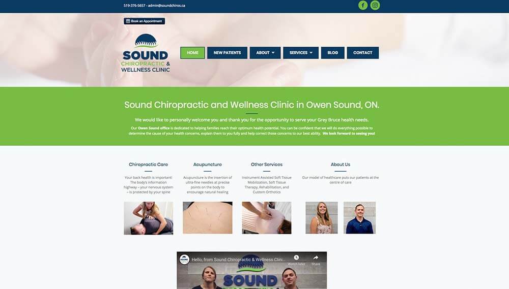 chiropractor web design ontario